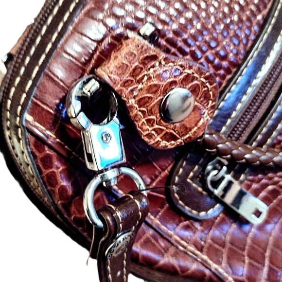 MC Marc Chantal Croc Embossed Western-Inspired Satchel ~ Shoulder Bag w/Key Tab! - Picture 15 of 16
